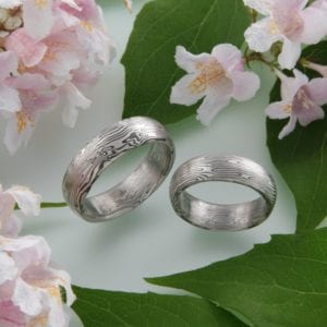 Spiegelbildliche Mokume Gane Ringe